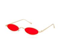 GGYTMQL Vintage Retro Small Oval Sunglasses Women Man Slim Tint Clear Lens Sun Glasses Red Shades