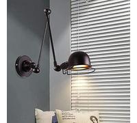GGYTMQL Vintage Wall lamp Sconce Adjustable Wall Lights Wrought Iron Retro extendable Wall Lighting Fixture Fashioned Retractable Wall Light rotated lamp arm Reading Light,Black