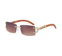 GGYTMQL Vintage Wood Rimless Sunglasses Women Fashion Rectangle Elegant Classic Men Sun Glasses Luxury Eyewear
