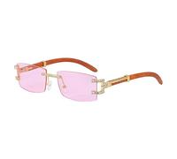 GGYTMQL Vintage Wood Rimless Sunglasses Women Fashion Rectangle Elegant Classic Men Sun Glasses Luxury Eyewear