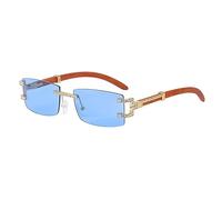 GGYTMQL Vintage Wood Rimless Sunglasses Women Fashion Rectangle Elegant Classic Men Sun Glasses Luxury Eyewear