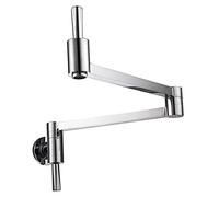 GGYTMQL Wall Mounted Kitchen Brass Single Cold Folding Pot Filler Double Telescopic Kitchen Sink Faucet with Double Joint Swing Arms,Black(Brushed)