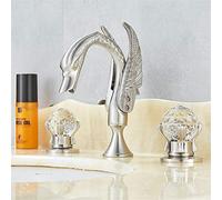 GGYTMQL Washbasin Sink Tap, Luxury Gold 3Pcs Bathroom Faucet, 2 Handles Bath Mixer Home Improvement Beauty Bathtub Mixer Taps,Gold(Brushed Nickel)