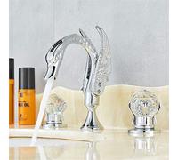GGYTMQL Washbasin Sink Tap, Luxury Gold 3Pcs Bathroom Faucet, 2 Handles Bath Mixer Home Improvement Beauty Bathtub Mixer Taps,Gold(Brushed Nickel)