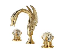 GGYTMQL Washbasin Sink Tap, Luxury Gold 3Pcs Bathroom Faucet, 2 Handles Bath Mixer Home Improvement Beauty Bathtub Mixer Taps,Gold(Brushed Nickel)