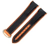GGYTMQL Watch Bracelet for Omega 300 SEAMASTER 600 Planet Ocean Folding Buckle Silicone Nylon Strap Watch Accessories Watch Band (Color : Black Orange, Size : 22mm)