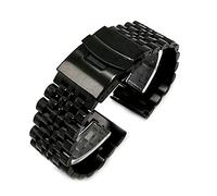 GGYTMQL Watch Strap 20Mm 22Mm Seven Bead Quick Release Metal Stainless Steel Strap Replacement Watch Accessories/Black/22Mm