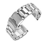 GGYTMQL Watch Strap Stainless Steel 18Mm 20Mm 22Mm 24Mm Solid Metal Men's Double Folding Clasp Watch Accessory /23.0Mm/Slver