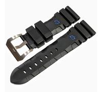 GGYTMQL Waterproof Silicone Watch Strap Rubber Watchband Pin Clasp for Pane-Rai Pam441 359-Black Black Buckle 26Mm/Orange Silver Buckle/26Mm