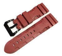 GGYTMQL Waterproof Silicone Watch Strap Rubber Watchband Pin Clasp for Pane-Rai Pam441 359-Black Black Buckle 26Mm/Orange Silver Buckle/26Mm