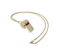 GGYTMQL Whistle Pendant Necklace Long Chain Gold Rhinestone Whistle Necklace