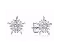 GGYTMQL White Snowflake Stud Earrings Cubic Zirconia Jewelry for Women Earrings