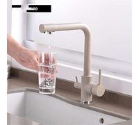 GGYTMQL Widespread Faucets, 3 Way Purifier Kitchen Faucet Pull Out Dual Handle High Arc Drinking Water Filter Sink Faucet 360 Swivel Filtered Crane for Kitchen Deck Mounted,Chrome(Chrome B)