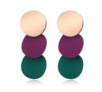 GGYTMQL with temperament, geometric concave convex color matching, small disc wind chime trendy and versatile round earrings