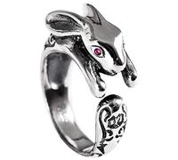 GGYTMQL Women Adjustable Ring, S925 Retro Small Cute White Rabbit Novelty Open Finger Ring for Wedding Birthday Party Jewelry