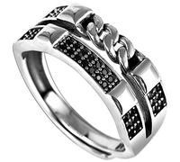 GGYTMQL Women Adjustable Ring, S925 Vintage Double Chain Type Novelty Open Finger Ring for Wedding Birthday Party Jewelry