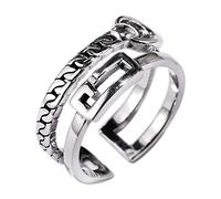 GGYTMQL Women Adjustable Ring, S925 Vintage Woven Chain Hollow Novelty Opening Finger Ring for Wedding Birthday Party Jewelry