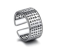 GGYTMQL Women Ring Adjustable,Creativity Retro Tibetan Heart Sutra Novelty Opening Finger Ring for Wedding Valenmetale's Day Birthday Party Jewelry