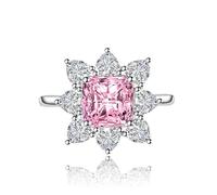 GGYTMQL Women Simulated Diamond Sunflower Ring Cubic Zirconia Pink Crystal Ruby Topaz Sapphire Party Band Birthday Gift for Girlfriend Wife Statement Wedding Engagement Open Adjustable Ring(Yellow)