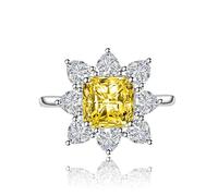 GGYTMQL Women Simulated Diamond Sunflower Ring Cubic Zirconia Pink Crystal Ruby Topaz Sapphire Party Band Birthday Gift for Girlfriend Wife Statement Wedding Engagement Open Adjustable Ring(Yellow)