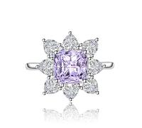 GGYTMQL Women Simulated Diamond Sunflower Ring Cubic Zirconia Pink Crystal Ruby Topaz Sapphire Party Band Birthday Gift for Girlfriend Wife Statement Wedding Engagement Open Adjustable Ring(Yellow)