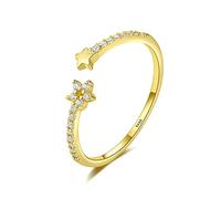 GGYTMQL Women's 14K Adjustable Open Ring - Star Zircon Simple Adjustable Open Finger Ring,Female Stackable Polishing Joint Tail Ring,Girls