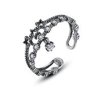 GGYTMQL Women's Adjustable Ring - Star Double Layer with Pendant Cuff Open Finger Ring, Anniversary Cz Simulated Diamond Ring, Girls Womens Jewellery