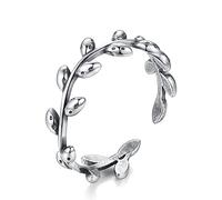 GGYTMQL Women's Anniversary Ring - Retro Love Leaves Stackable Open Finger Ring,Statement Promise Adjustable Joint Ring,Commemorative Gifts