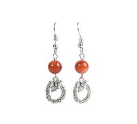 GGYTMQL Womens Natural Stone Earrings - Creative 6Mm Amethyst Round Bead Hollow Wreath Pendant,Fashion Handmade Natural Raw Gemstone Women Party Gift ui