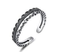 GGYTMQL Women's Promise Ring - Vintage Micro Inlaid 3A Stackable Open Finger Ring,Distressed Hollow Adjustable Thumb Ring,Gifts for Female