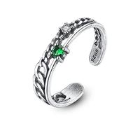 GGYTMQL Women's Statement Open Ring - Distressed Hollow Adjustable Open Finger Ring,Inlaid Zircon Personality Woven Stackable Joint Ring,Unisex Jewel
