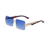 GGYTMQL Wooden Sunglasses For Men Square Rimless Sunglasses Women Wood Grain Vintage Fashion Glasses Luxury Retro