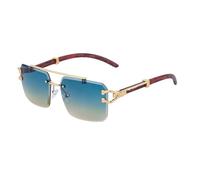 GGYTMQL Wooden Sunglasses For Men Square Rimless Sunglasses Women Wood Grain Vintage Fashion Glasses Luxury Retro