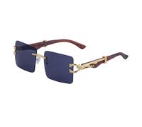 GGYTMQL Wooden Sunglasses For Men Square Rimless Sunglasses Women Wood Grain Vintage Fashion Glasses Luxury Retro
