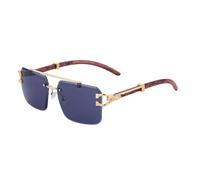 GGYTMQL Wooden Sunglasses For Men Square Rimless Sunglasses Women Wood Grain Vintage Fashion Glasses Luxury Retro