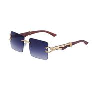 GGYTMQL Wooden Sunglasses For Men Square Rimless Sunglasses Women Wood Grain Vintage Fashion Glasses Luxury Retro