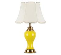 GGYTMQL Yellow Glazed Ceramic Table Lamp Ginger Jar Lamp Porcelain Large Oriental Ceramic Table Lamp Modern Vase Bedroom Desk Lamp With Bell Shape Lamp Shade