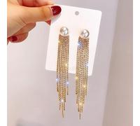 GGYTMQL Zircon Inlaid -color Heart Long Tassel Earrings Jewelry For Women Birthday Gift