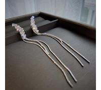 GGYTMQL Zircon Inlaid -color Heart Long Tassel Earrings Jewelry For Women Birthday Gift