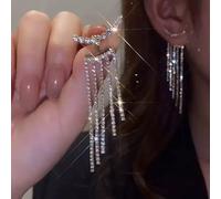 GGYTMQL Zircon Inlaid -color Heart Long Tassel Earrings Jewelry For Women Birthday Gift