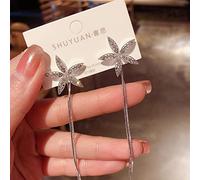 GGYTMQL Zircon Inlaid -color Heart Long Tassel Earrings Jewelry For Women Birthday Gift