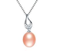 GGYTMQL zircon pendant necklace for women 100% natural freshwater oval pearl necklace Made in China