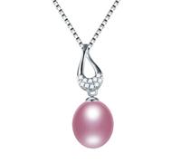 GGYTMQL zircon pendant necklace for women 100% natural freshwater oval pearl necklace Made in China