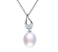 GGYTMQL zircon pendant necklace for women 100% natural freshwater oval pearl necklace Made in China
