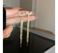 GGYTMQL Zircon Pentagram Tassel Long Earrings for Women Shiny Earrings Wedding Jewelry Birthday Gifts