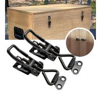 GH-4003 Adjustable Toggle Clamp for Doors, Cabinets & Tool Boxes - Steel Hasp Catch Clip with 1322 lb Holding Capacity, Zinc-Plated Black Finish, Quick Fixture Design, 2-Pack