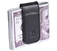 GH GOLD HORSE Slim Magnetic Money Clip Genuine Leather Business Card Holder for Men, Black, Black, M, Slim