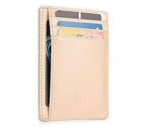 GH GOLD HORSE Slim RFID Blocking Card Holder Minimalist Leather Front Pocket Wallet for Women, Beige, S, Minimalist Slim Women Wallet With Card Holer Id & Driver License Window
