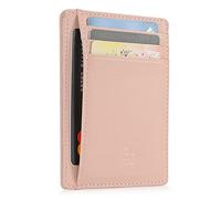 GH GOLD HORSE Slim RFID Blocking Card Holder Minimalist Leather Front Pocket Wallet for Women, Cross-Pink, slim, Minimalist Slim Leather Female Travel Wallet Front Pocket Card Holder for Women