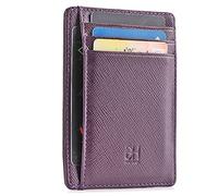 GH GOLD HORSE Slim RFID Blocking Card Holder Minimalist Leather Front Pocket Wallet for Women, Cross Purple, Slim, Minimalist Slim Female Wallet with Card Slots Holder